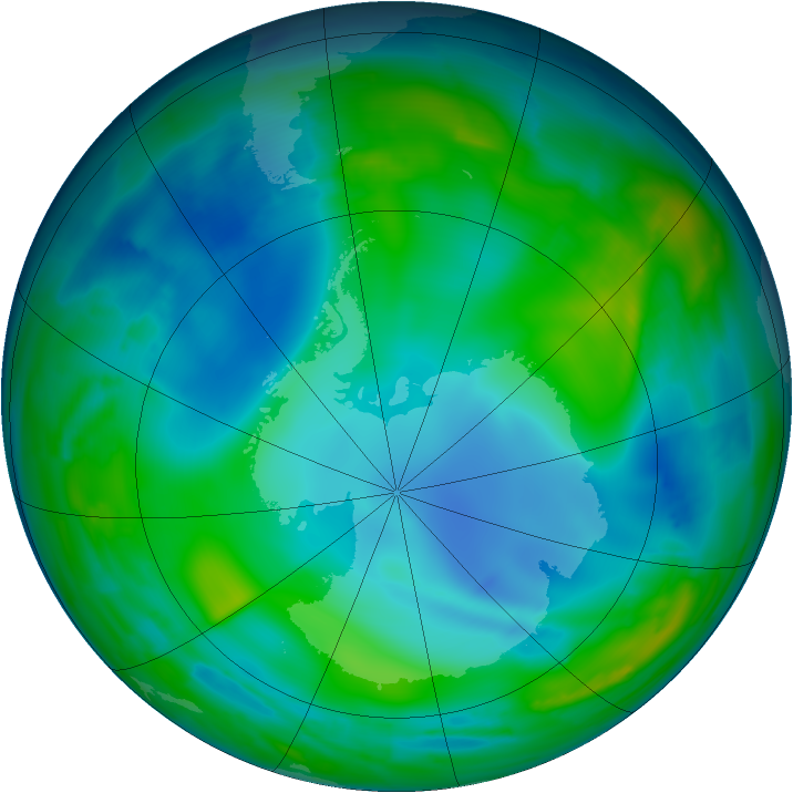 Antarctic ozone map for 27 May 2009